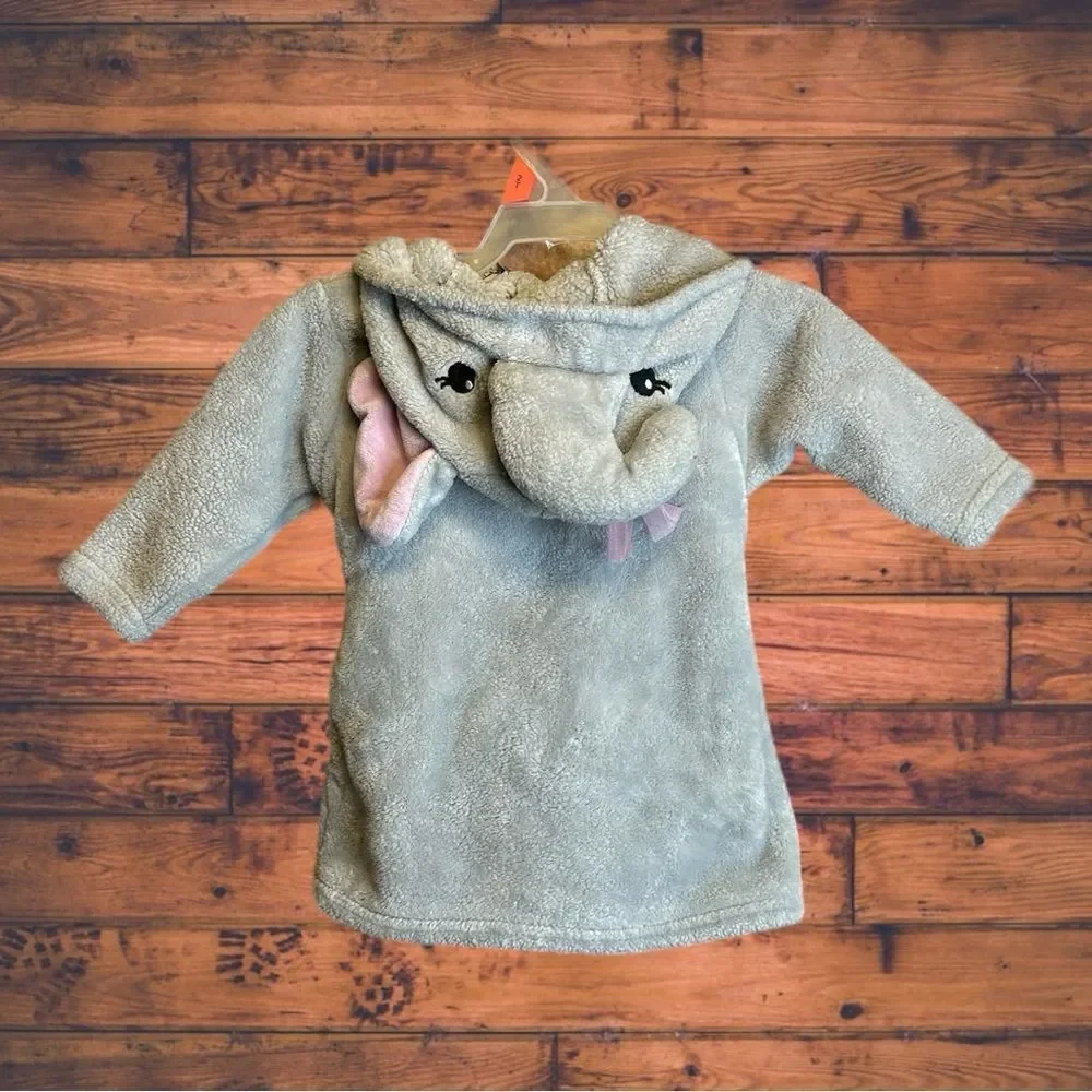 5 for $25🔥0-9 Months HB Baby Girls Grey Fleece Elephant Robe